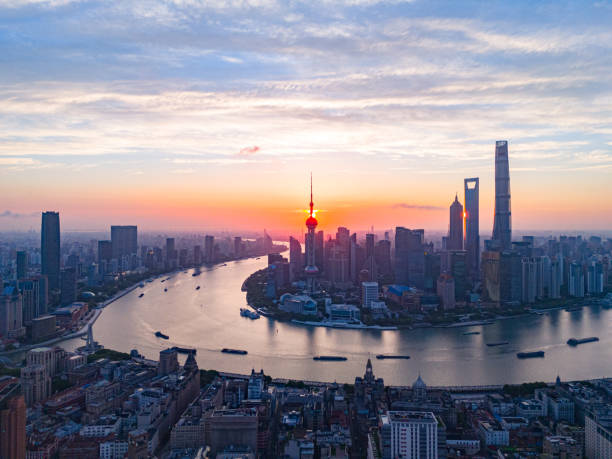 istock Panoramic Aerial View Of Shanghai at sunrise 2167539663