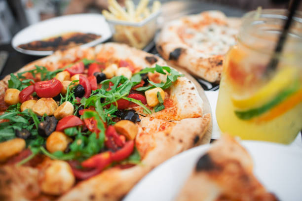 Delicious pizza on a table in a restaurant