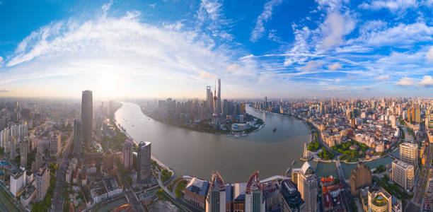 istock Panoramic Aerial View Of Shanghai at sunrise 2167540892