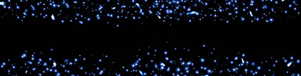 istock Blue glittering dots, particles, stars magic sparks. Glow flare light effect. Blue luminous points. Vector particles on black background. 2167540942