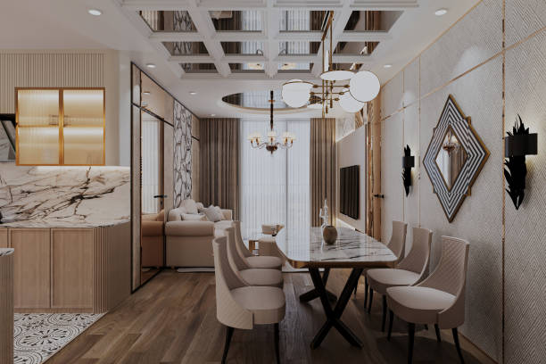 istock Interior of modern dining with modern and stylish chairs 2167541410