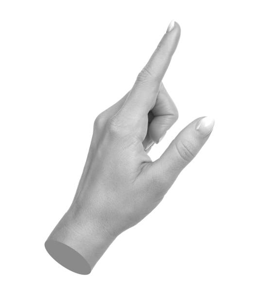 istock Hand shows virtual touching, isolated on transparent background. Contemporary art 2167541470