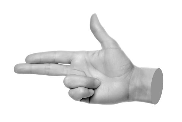 Hand shows virtual touching, isolated on a transparent background. Contemporary art