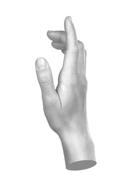 istock Hand shows virtual touching, isolated on transparent background. Contemporary art 2167541571