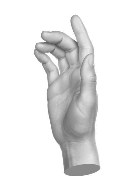 istock Hand shows virtual touching, isolated on transparent background. Contemporary art 2167541590
