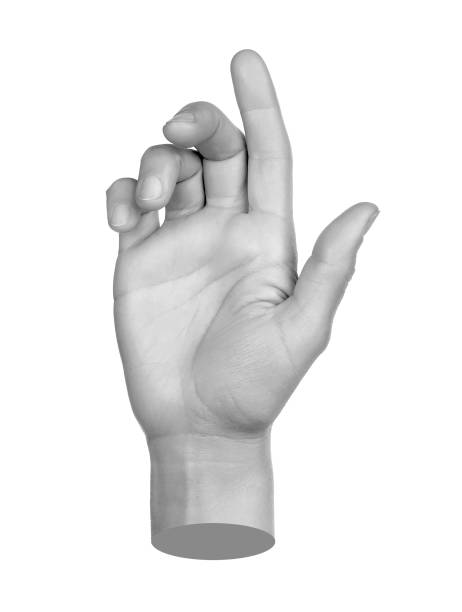 istock Hand shows virtual touching, isolated on transparent background. Contemporary art 2167541608