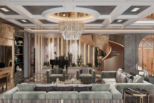 istock luxurious modern living room with high-end features and luxury home design 2167541907