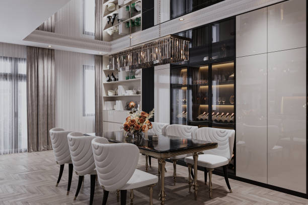 istock modern open plan dining room and lounge with large sliding glass doors 2167542170