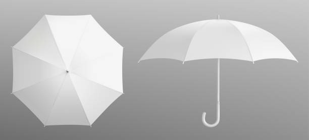 illustrations, cliparts, dessins animés et icônes de blanc 3d isolé blanc parapluie vierge maquette vecteur - parapluie