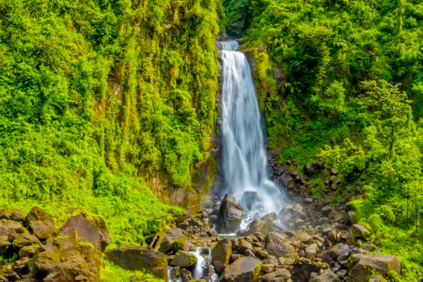 Trafalgar Falls waterfall in Dominica, Caribbean.