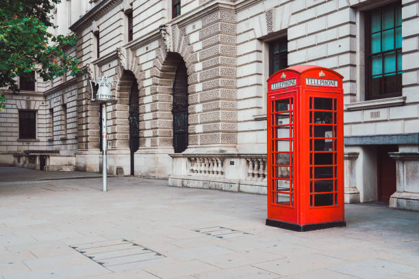 Traditional old style UK red phone box