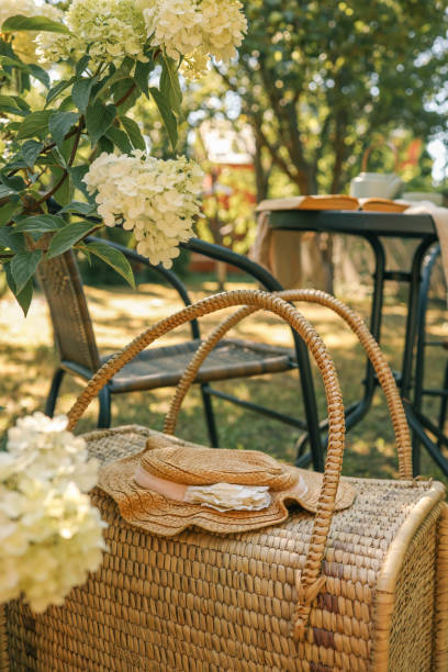 istock Wicker basket and hat, summer mood 2167554333