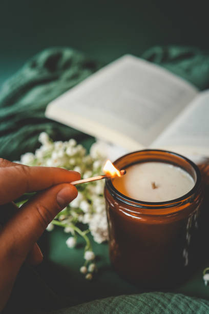 istock Girl lights a candle, spring aesthetics 2167558992