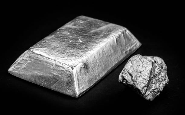 istock ingot or platinum plate with ore on the side, a precious chemica 2167563174