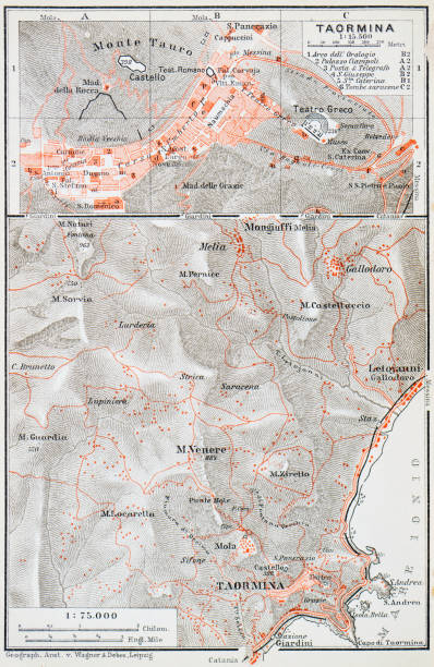 istock Map of Taormina - Sicily , Italy - 1893 2167564402
