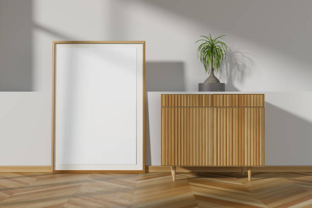 istock Mock up poster frame in Scandinavian style interior. 3D illustration 2167564791