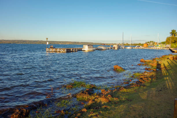 Brasilia, Brazil: pier at lake Paranoa at dusk.