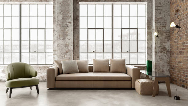 istock Large luxury modern bright interiors Living room mockup illustration 3D rendering image 2167567043