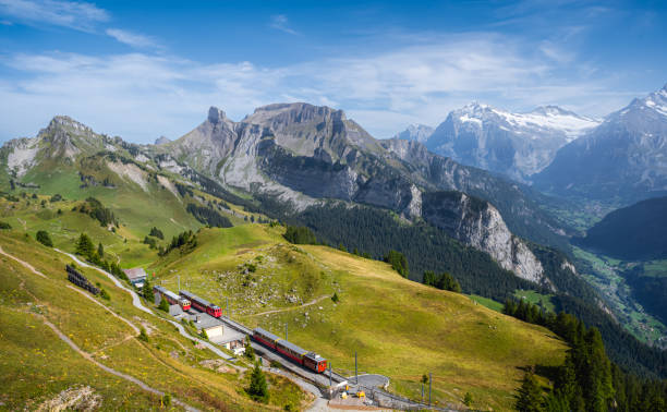Schynige Platte terminal rack railway station in the mountains of the Bernese Oberland, Switzerland