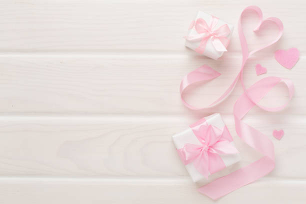 istock Valentines day composition with gifts on wooden background, top view. 2167579251