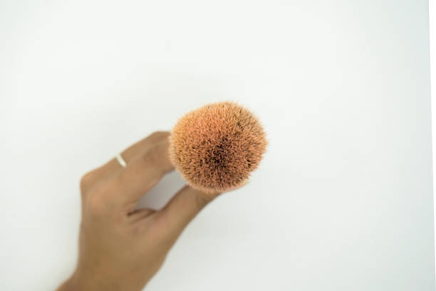 Makeup Brush set puff for model shoot for compact, eye shadow, blush, foundation, eyebrow Isolated on white