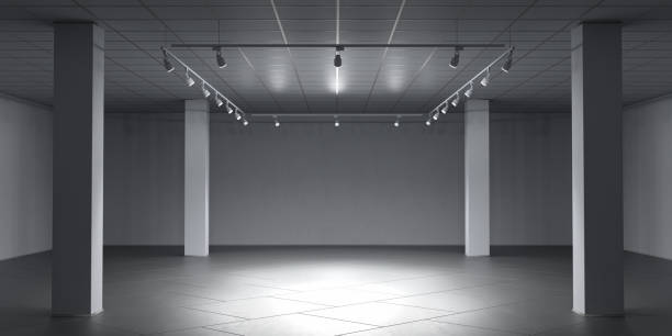 istock Dark empty room. Darkened interior of the dance floor. 3D rendering 2167582781