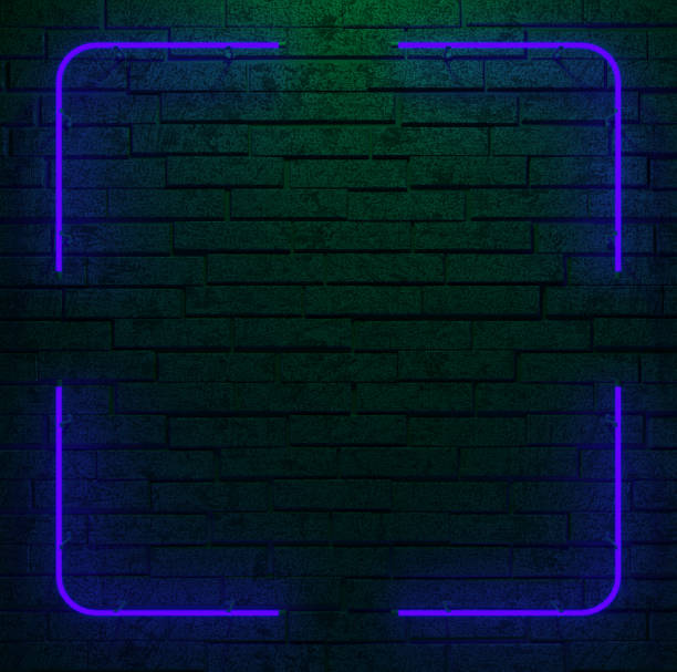 istock Realistic neon sign of frame with square colorful shape for template and copy space layout on the wall background. 3d render. 2167582822