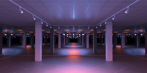 istock Industrial Realistic Hangar Car Parking, Underground Garage Warehouse, 3D Render 2167585862