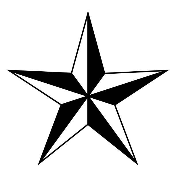 Lone star vector icon. Sharp edges and bold outline in minimalistic design. For graphic design projects, digital illustration. This vector illustration features a lone star icon with sharp edges and a bold outline, rendered in a minimalist design. The star's geometric precision and striking silhouette make it an ideal choice for graphic design projects and digital illustrations. Its clean and straightforward appearance ensures it stands out effectively in various applications, including logos, branding, and visual artwork. The minimalistic style enhances versatility, allowing the icon to be used across different media and design contexts. wild west stock illustrations