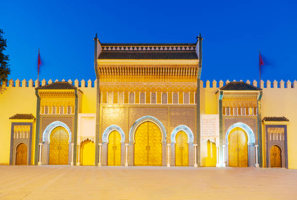 The Royal Palace in Fez, Morocco at night.