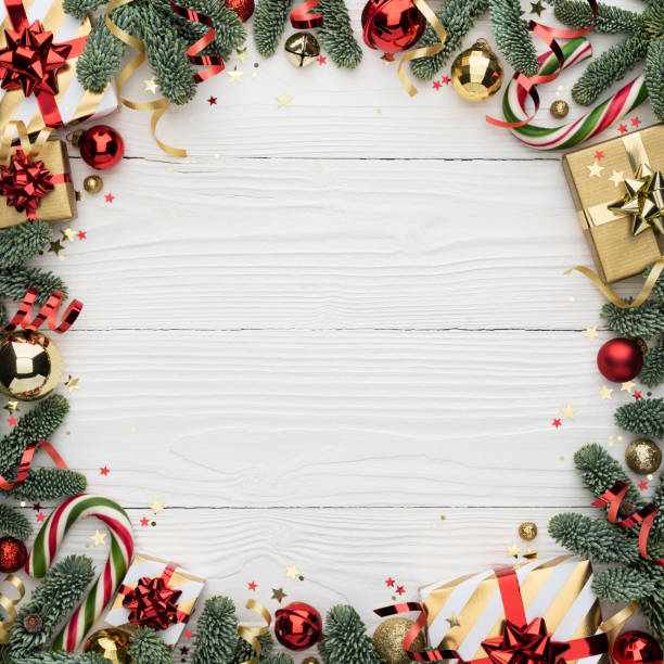istock Round Christmas Ornament Frame on White Background 2167587930