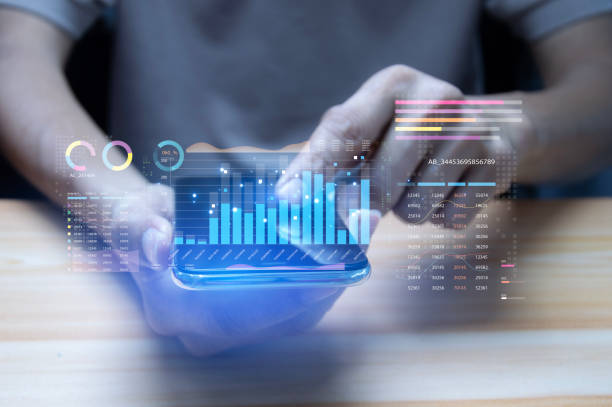istock Data analysis Robot trading concept. businessman working with data charts with AI Robot represents use of artificial intelligence in trading investing. Digital transformation technology 2167588136