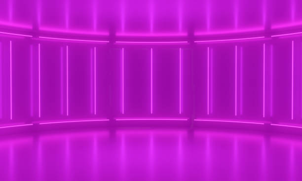 istock Pink abstract rounded room, illuminate neon lamps. 3d illustration 2167588786