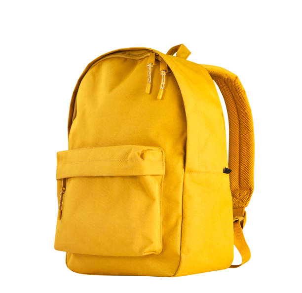 istock Single yellow backpack isolated  on white background.Schoolbag,rucksack,knapsack. 2167588990