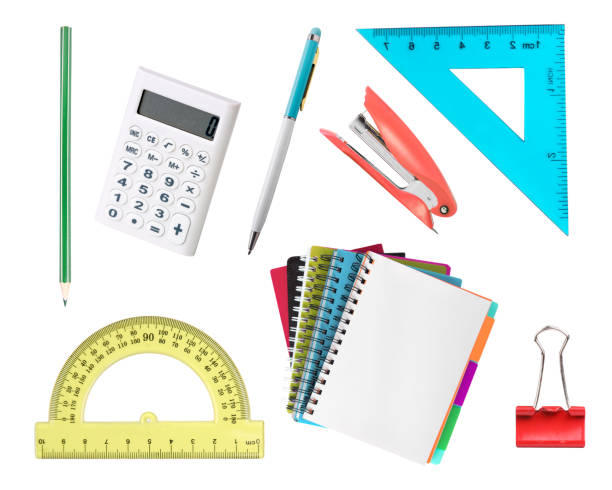 istock School items and accessories isolated on white.Office educational supplies. Stationary objects.Pen,pencil,ruler,calculator,textbooks. 2167589457