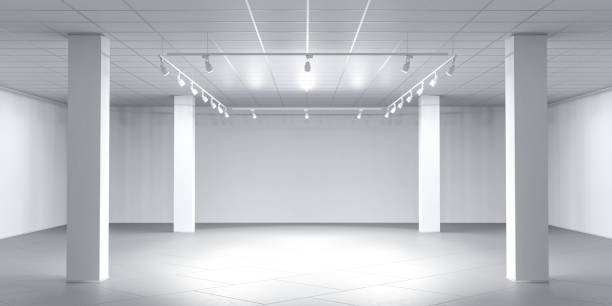 istock Empty room white interior. Elegance fashion podium. 3D rendering 2167594682