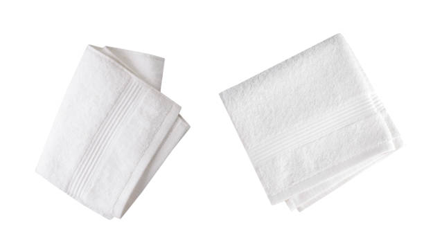 istock White face fluffy folded isolated on white.Body care items. 2167595900