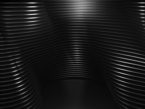 istock Black wave pedestal background. Abstract minimal design. 3d render 2167597757