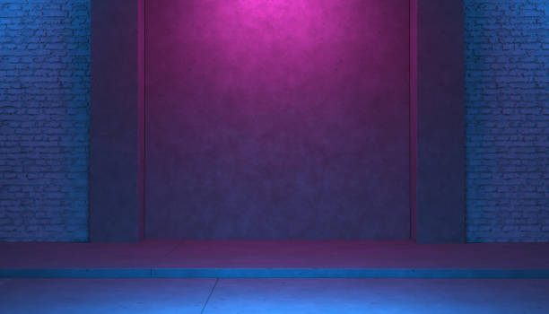 istock Colorful background scene, purple light gradient on concrete and brick wall, 3d illustration 2167600645