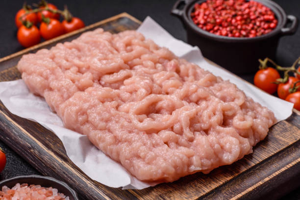 istock Fresh raw chicken mince with salt and spices 2167602610