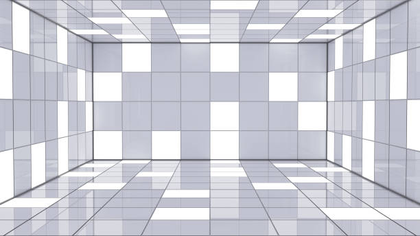 istock Abstract illuminated hallway, blend of light and shadows in a 3D illustration. 2167603187