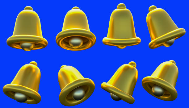 3d rendering christmas bell icon blue background