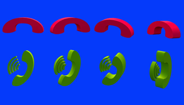 3d rendering icon incoming and outgoing phone calls