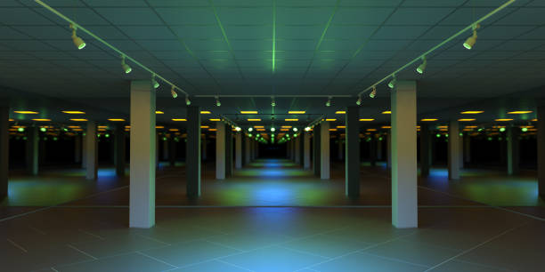 istock Industrial Realistic Hangar Car Parking, Underground Garage Warehouse, 3D Render 2167605277