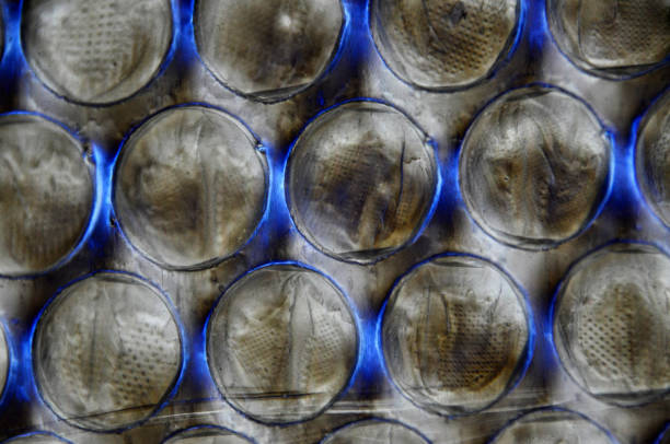 Colorful rainbow bubble pack for protection closeup