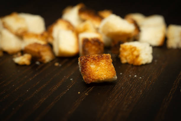 Croutons for making salad, close-up.
