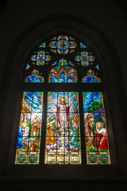Stand glass windows in the Cathedral Sao Pedro de Alcantara. In Petropolis, Rio de Janeiro State,  Brazil