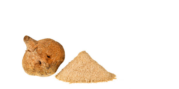 istock Peruvian Lepidium meyenii powder in bowl - Maca 2167614782