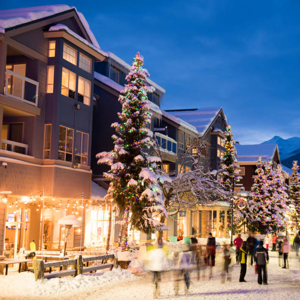 istock Ski resort at night at Christmas 2167618517