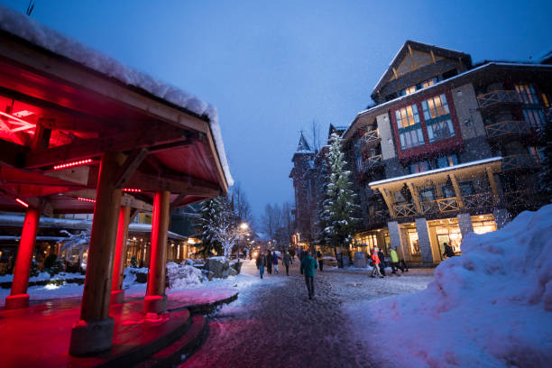 istock Ski resort at dusk in winter 2167618794